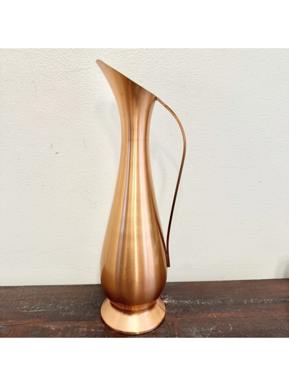 Vintage Copper Pitcher Ewer 14” Mid Century Modern MCM Sculptural Decor Vase